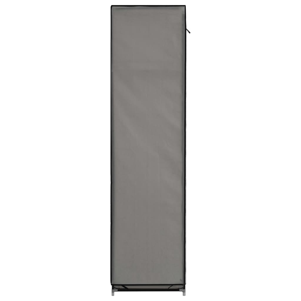 vidaXL Wardrobe with Compartments and Rods Gray 59.1"x17.7"x68.9" Fabric
