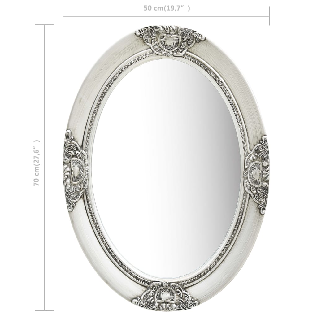 vidaXL Wall Mirror Baroque Style 19.7"x27.6" Silver