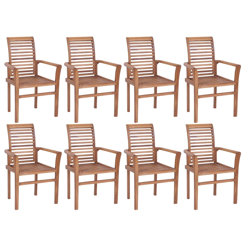 vidaXL Stacking Dining Chairs 8 pcs Solid Teak Wood