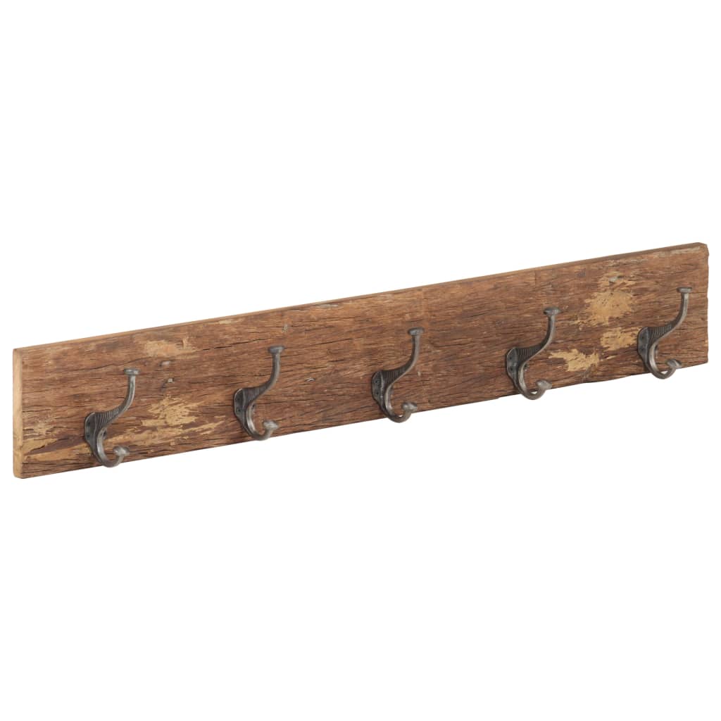 vidaXL Hall Hanger with 5 Hooks 39.4"x1"x5.9" Solid Reclaimed Wood