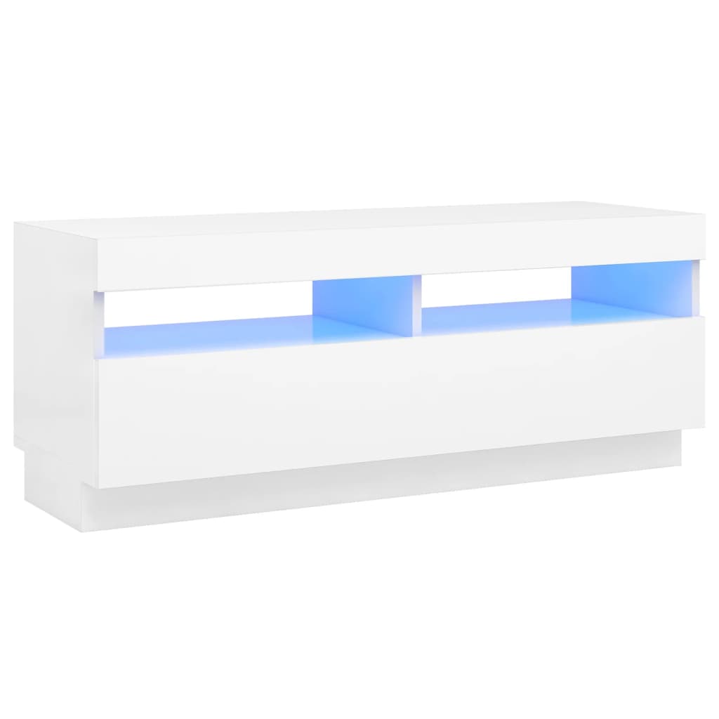 vidaXL TV Cabinet with LED Lights White 39.4"x13.8"x15.7"