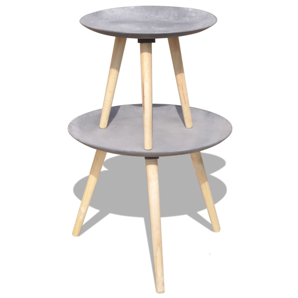 vidaXL Two Piece Side Table/Coffee Table Set 21.7"&17.3" Concrete Gray