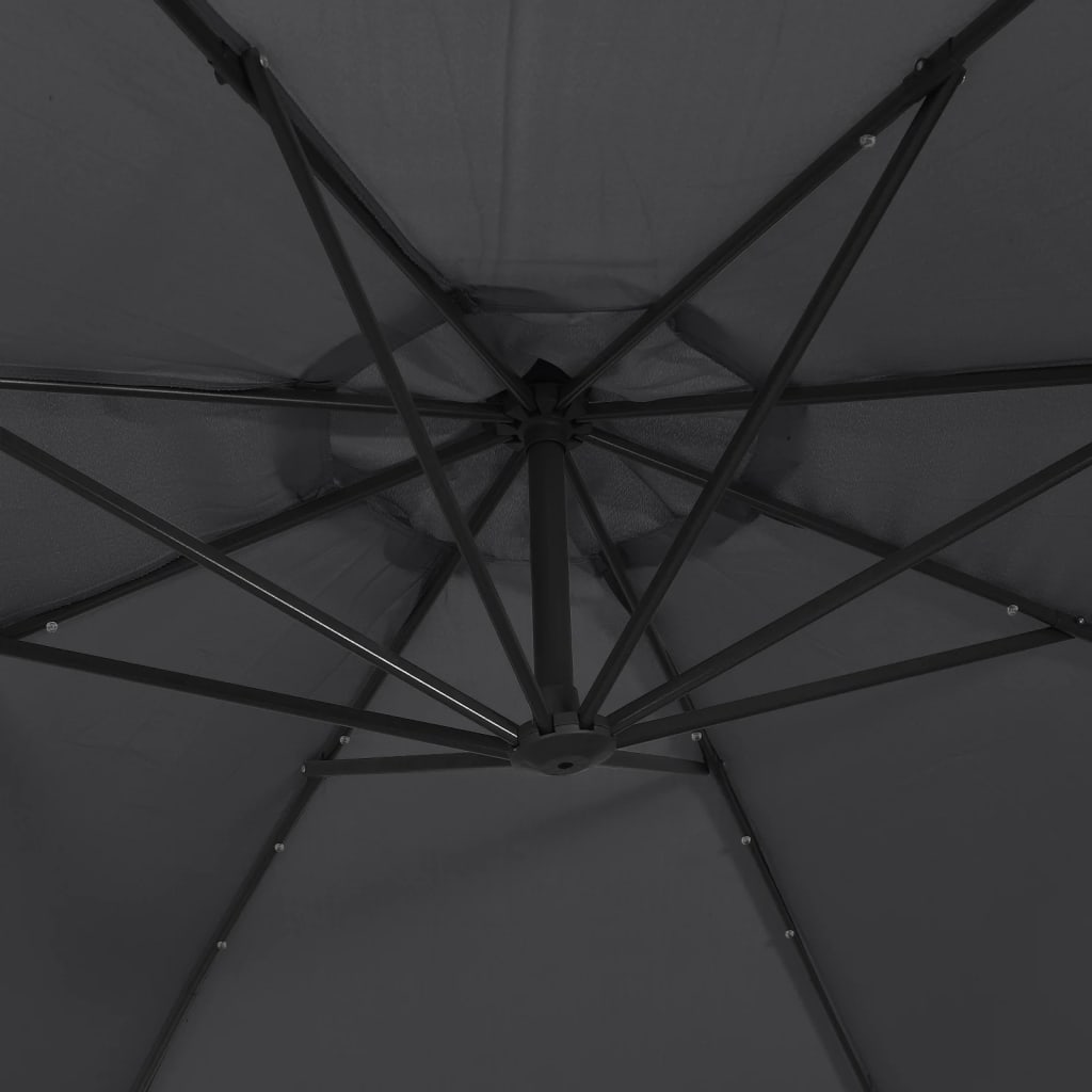 vidaXL Cantilever Umbrella with LED Lights Black 137.8"