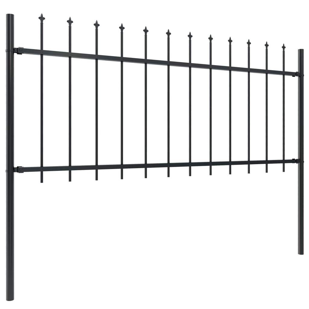 vidaXL Garden Fence with Spear Top Steel 535.4"x31.5" Black