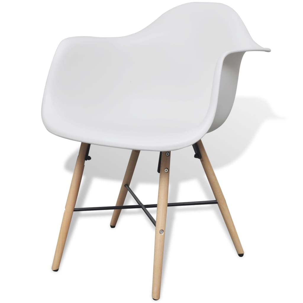vidaXL Dining Chairs 4 pcs White Plastic and Beechword