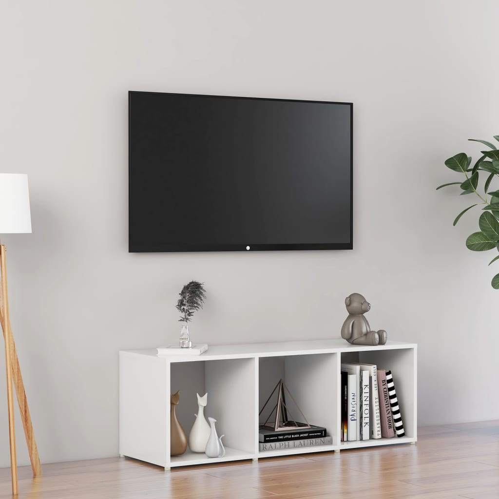 vidaXL TV Cabinet High Gloss White 42.1"x13.8"x14.6" Chipboard