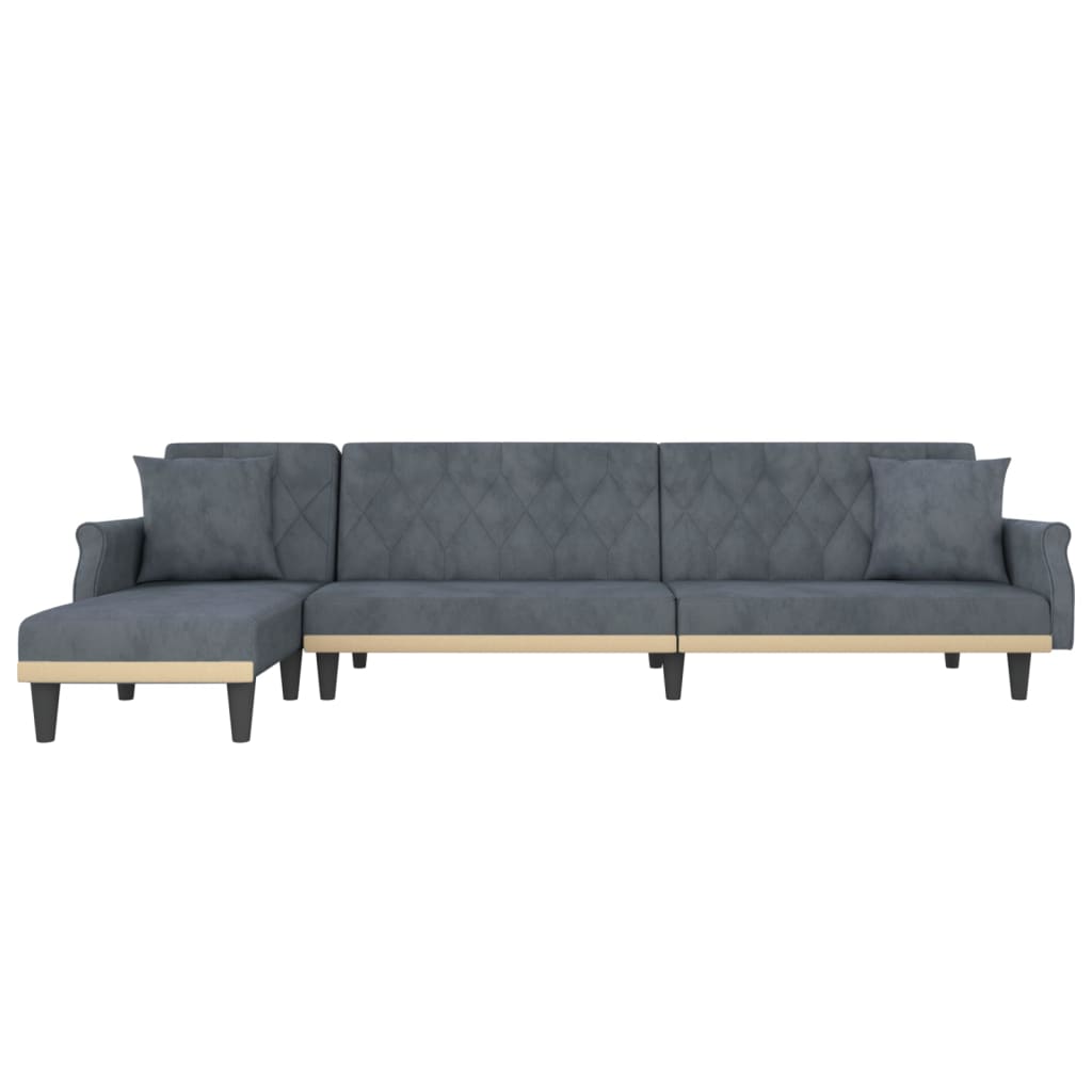 vidaXL L-shaped Sofa Bed Dark Gray 106.7"x55.1"x27.6" Velvet