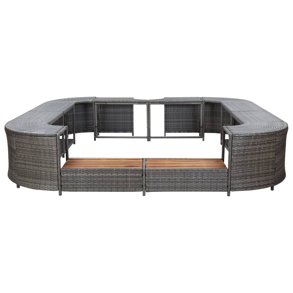 vidaXL Square Spa Surround Gray 105.5"x105.5"x21.7" Poly Rattan