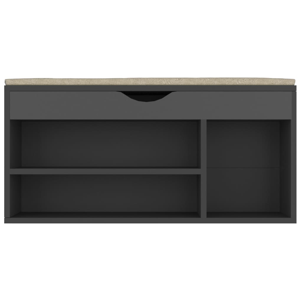 vidaXL Shoe Bench with Cushion Gray 40.9"x11.8"x19.3" Engineered Wood