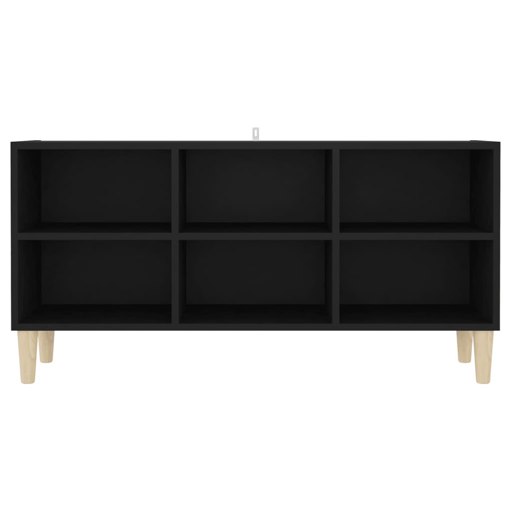 vidaXL TV Stand with Solid Wood Legs Black 40.7"x11.8"x19.7"