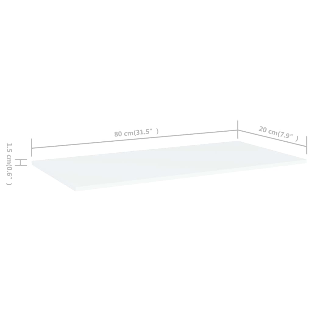 vidaXL Bookshelf Boards 8 pcs White 31.5"x7.9"x0.6" Engineered Wood