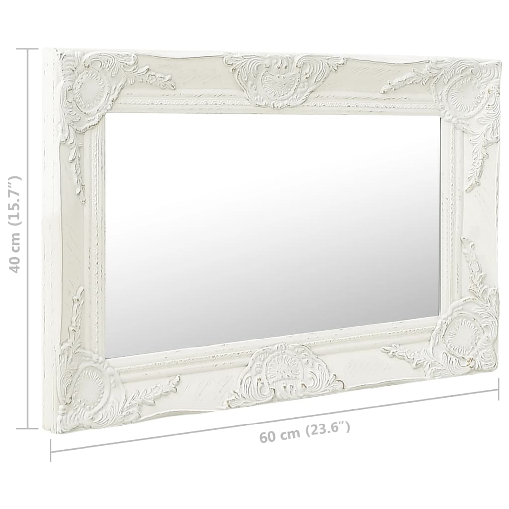vidaXL Wall Mirror Baroque Style 23.6"x15.7" White