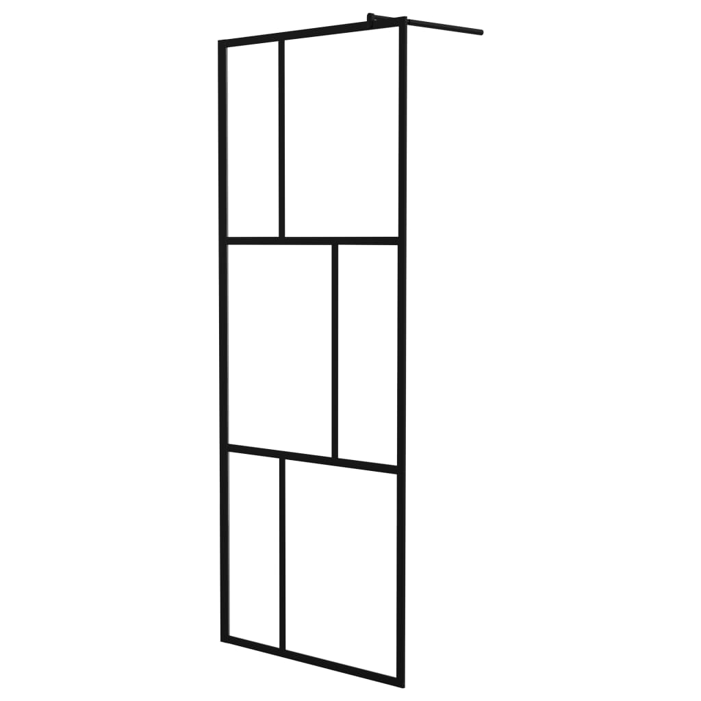 vidaXL Walk-in Shower Wall with Tempered Glass Black 31.5"x76.8"