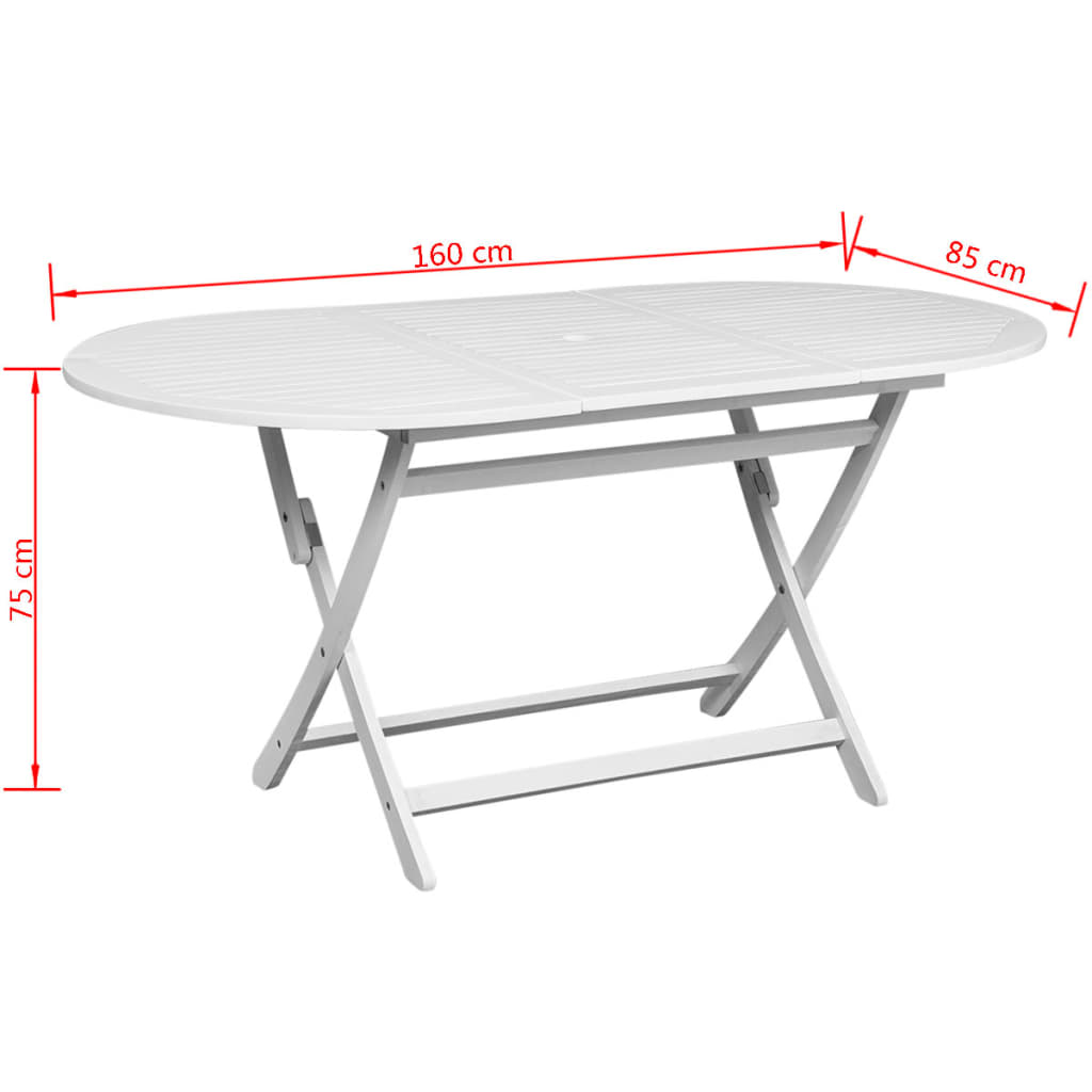 vidaXL Patio Table White 62.9"x33.4"x29.5" Solid Acacia Wood