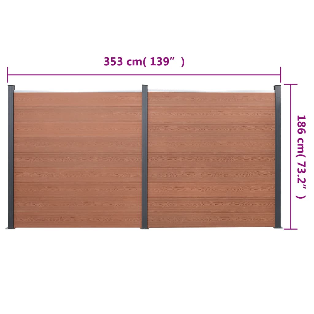 vidaXL Fence Panel Set Brown 139"x73.2" WPC