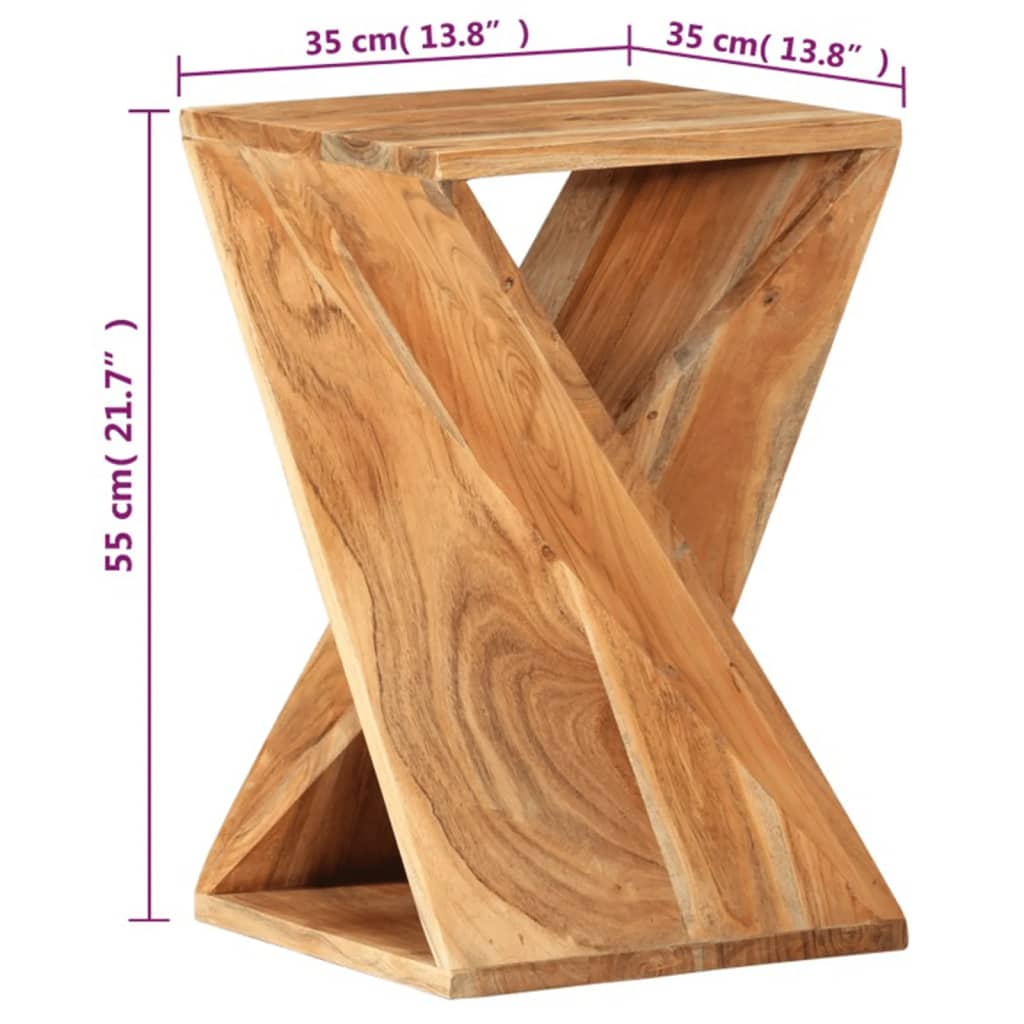 vidaXL Side Table 13.8"x13.8"x21.7" Solid Wood Acacia