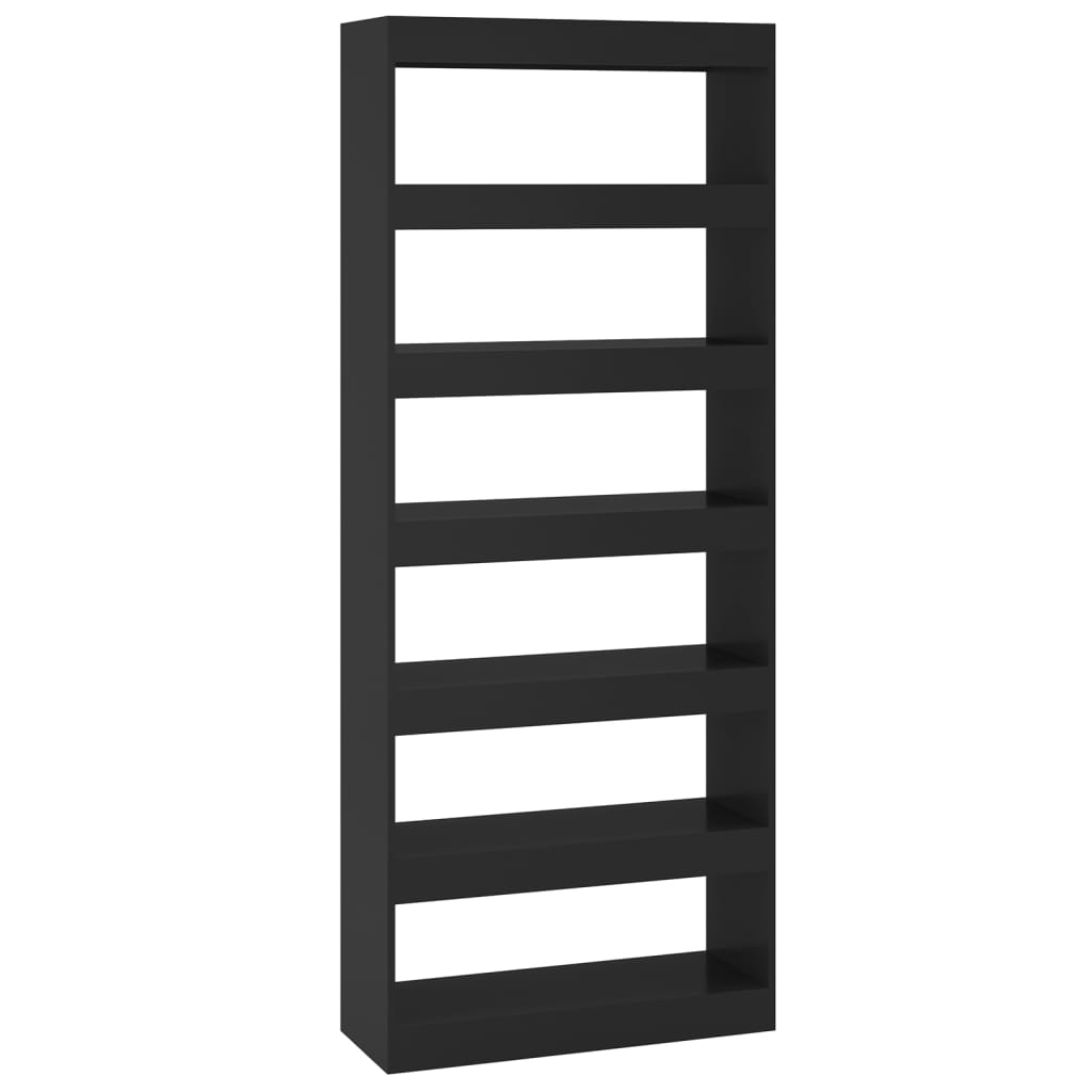 vidaXL Book Cabinet/Room Divider Black 31.5"x11.8"x78" Engineered Wood