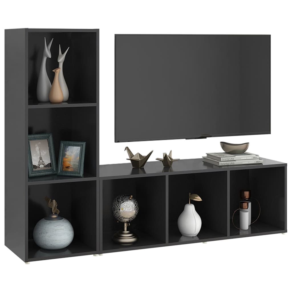 vidaXL TV Cabinets 2 pcs Gray 42.1"x14"x15" Chipboard