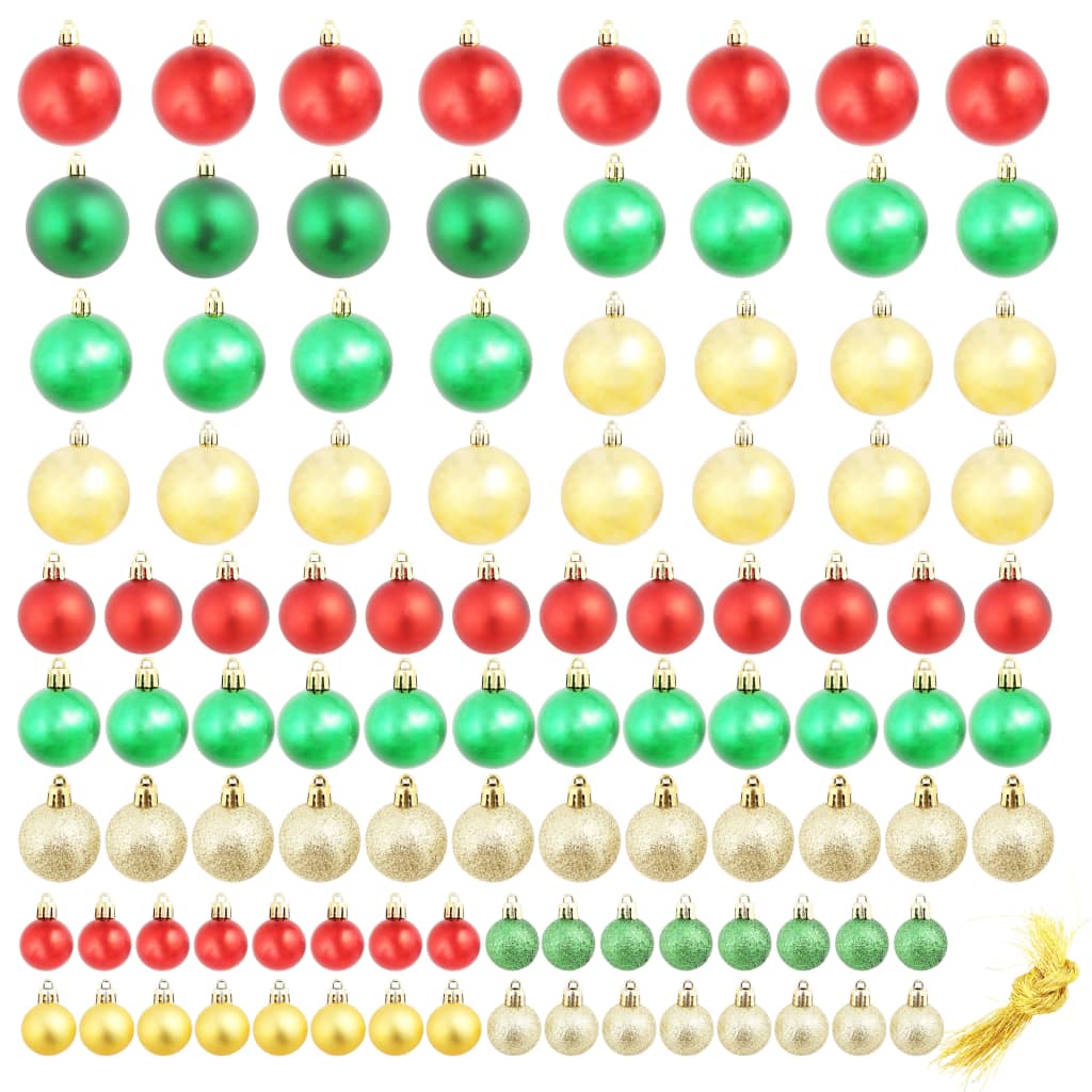 vidaXL Christmas Balls 100 pcs Red/Gold/Green