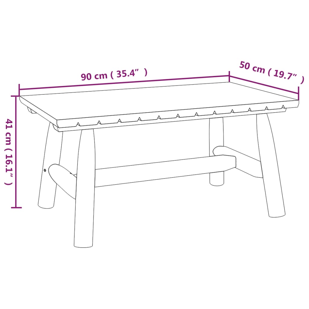 vidaXL Coffee Table 35.4"x19.7"x16.1" Solid Wood Spruce