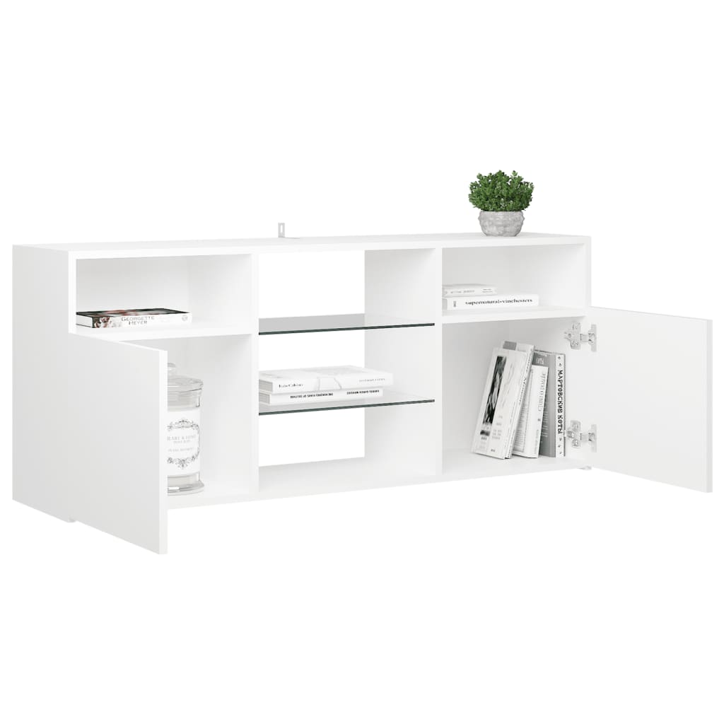 vidaXL TV Cabinet with LED Lights White 47.2"x11.8"x19.7"