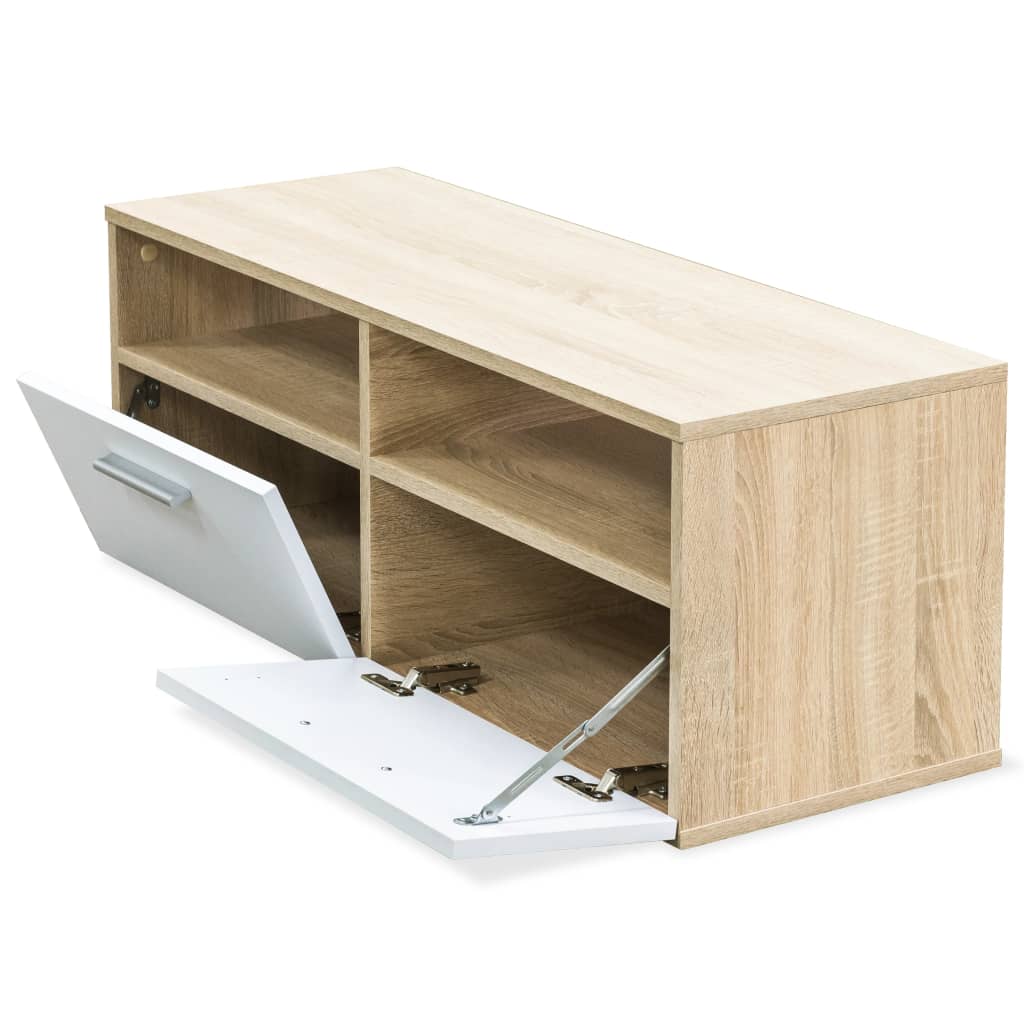 vidaXL TV Cabinets 2 pcs Engineered Wood 37.4"x13.8"x14.2" Oak and White