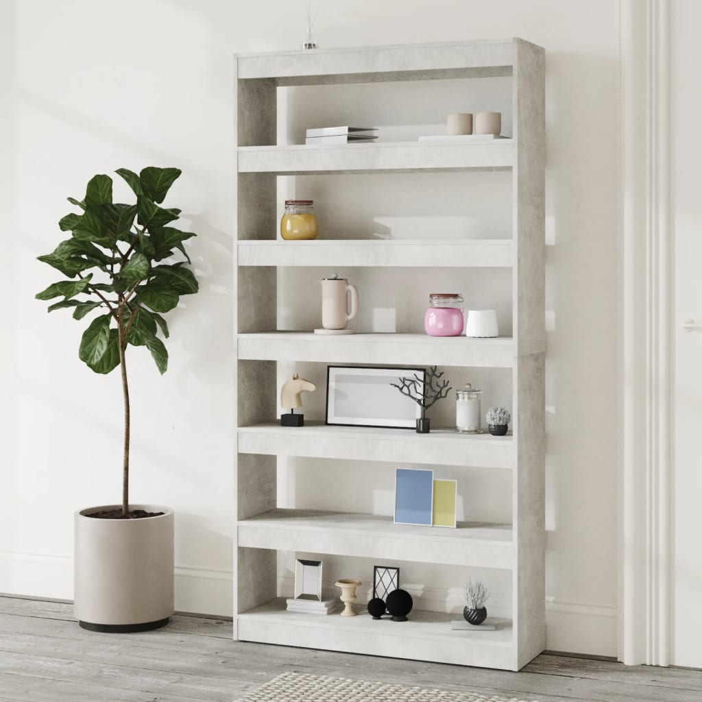 vidaXL Book Cabinet/Room Divider Concrete Gray 39.4"x11.8"x78" Engineered wood