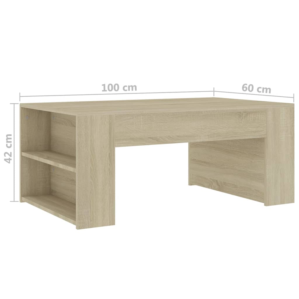 vidaXL Coffee Table Sonoma Oak 39.4"x23.6"x16.5" Engineered Wood