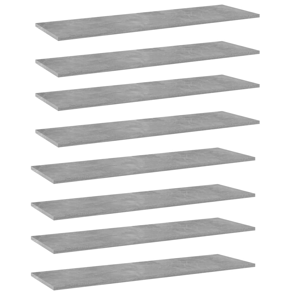 vidaXL Bookshelf Boards 8 pcs Concrete Gray 39.4"x11.8"x0.6" Engineered Wood