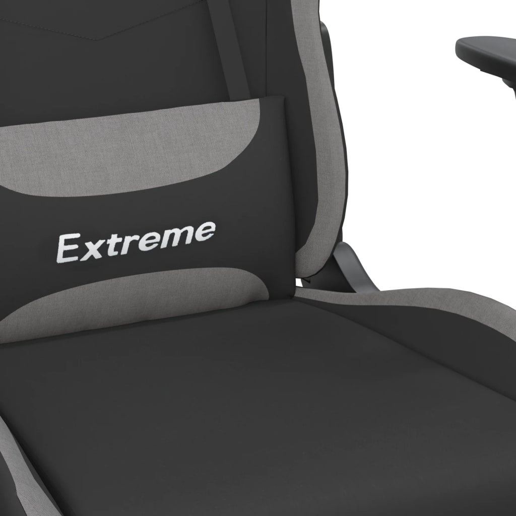 vidaXL Gaming Chair with Footrest Black and Light Gray Fabric