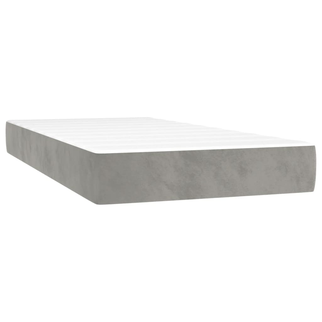 vidaXL Box Spring Bed with Mattress Light Gray 39.4"x74.8" Twin Velvet