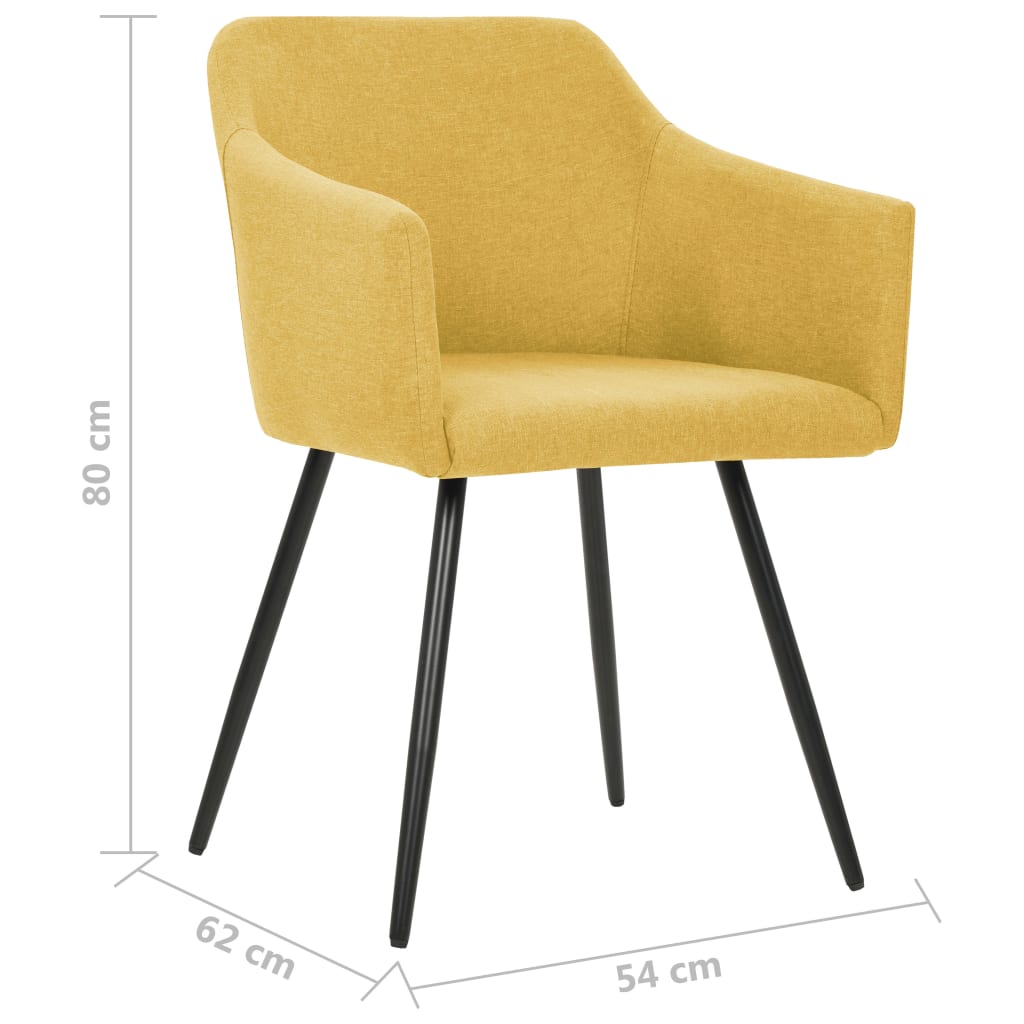 vidaXL Dining Chairs 6 pcs Yellow Fabric