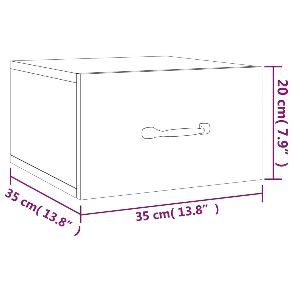 vidaXL Wall-mounted Bedside Cabinets 2 pcs 13.8"x13.8"x7.9" High Gloss White