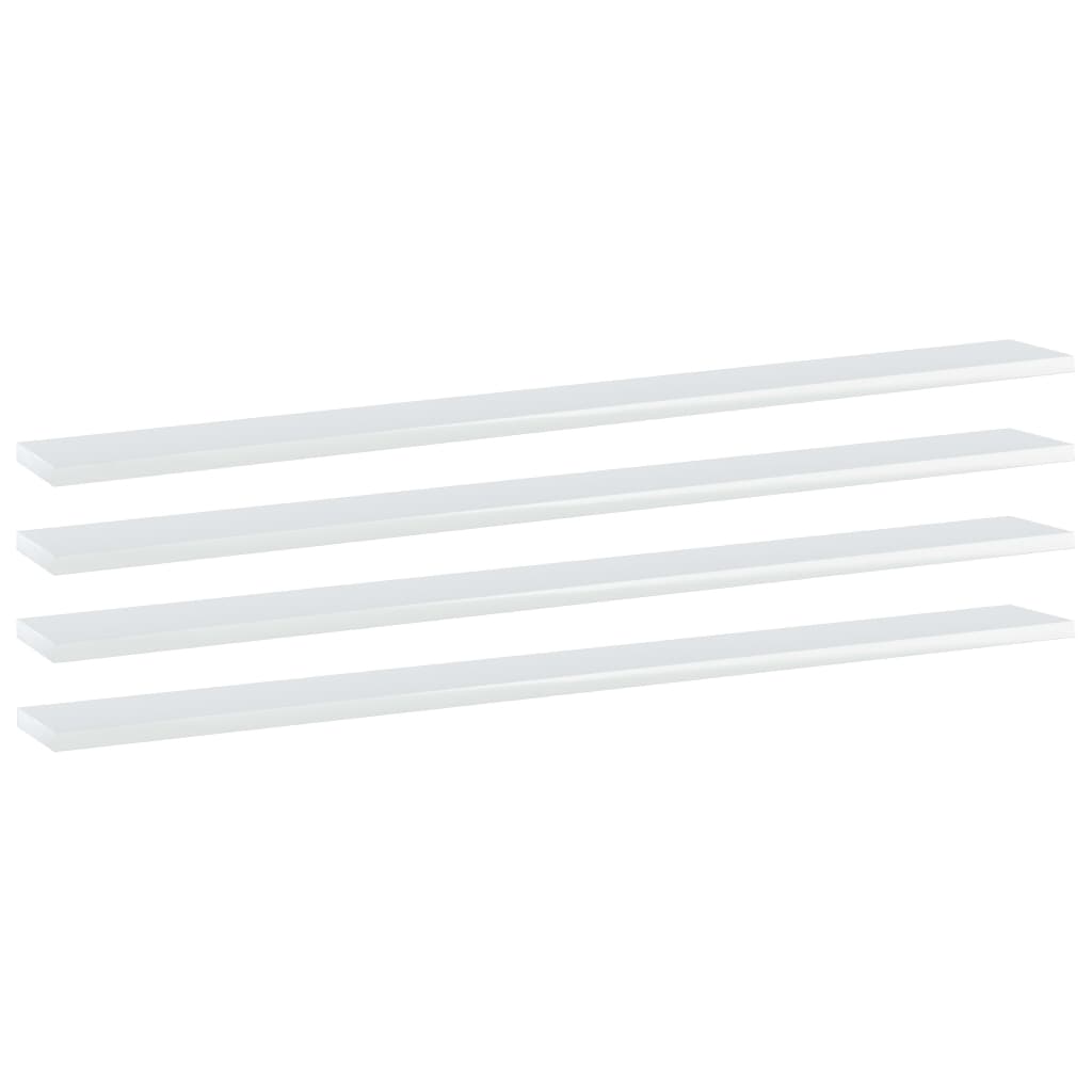 vidaXL Bookshelf Boards 4 pcs High Gloss White 39.4"x3.9"x0.6" Engineered Wood