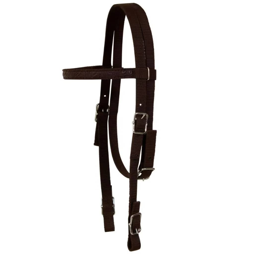 vidaXL Western Saddle, Headstall&Breast Collar Real Leather 12" Brown