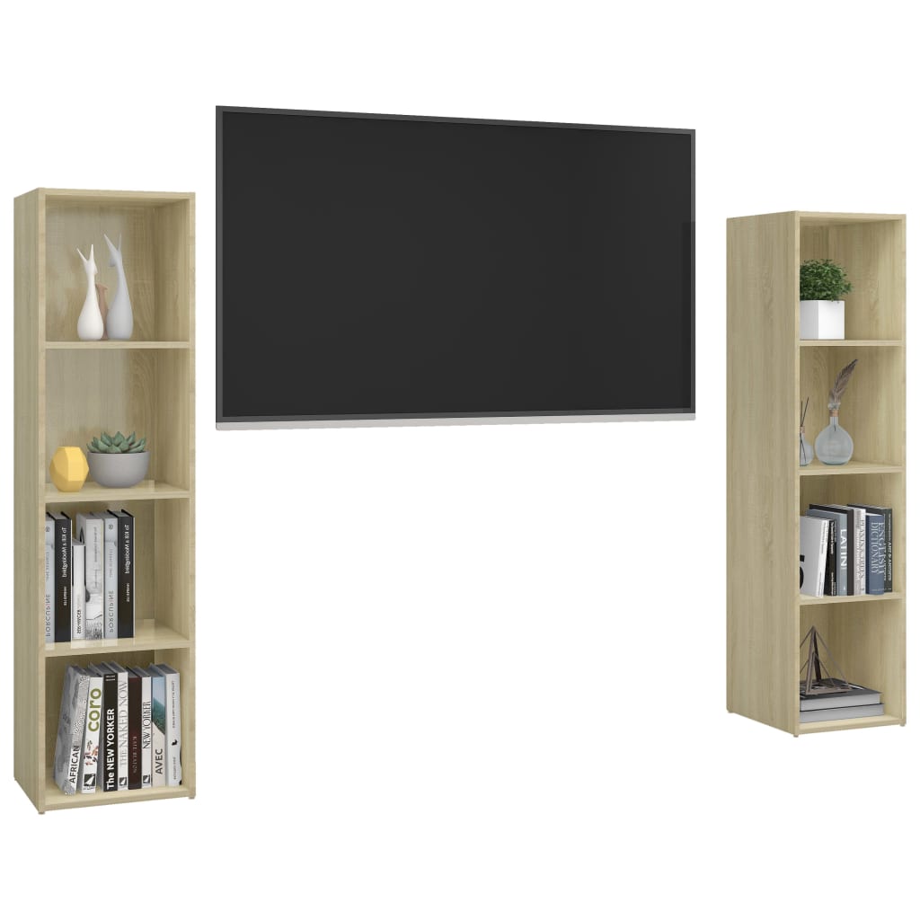 vidaXL TV Stands 2 pcs Sonoma Oak 56.1"x13.8"x14.4" Engineered Wood