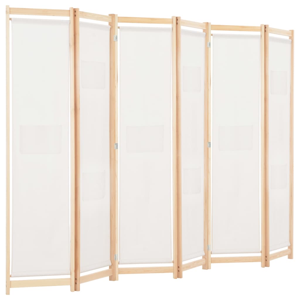 vidaXL 6-Panel Room Divider Cream 94.5"x66.9"x1.6" Fabric