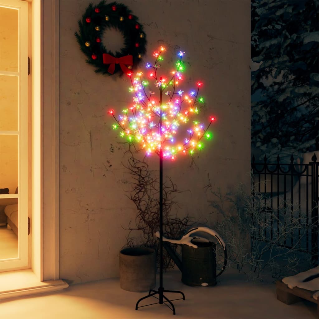 vidaXL Christmas Tree 120 LEDs Colorful Light Cherry Blossom 5 ft