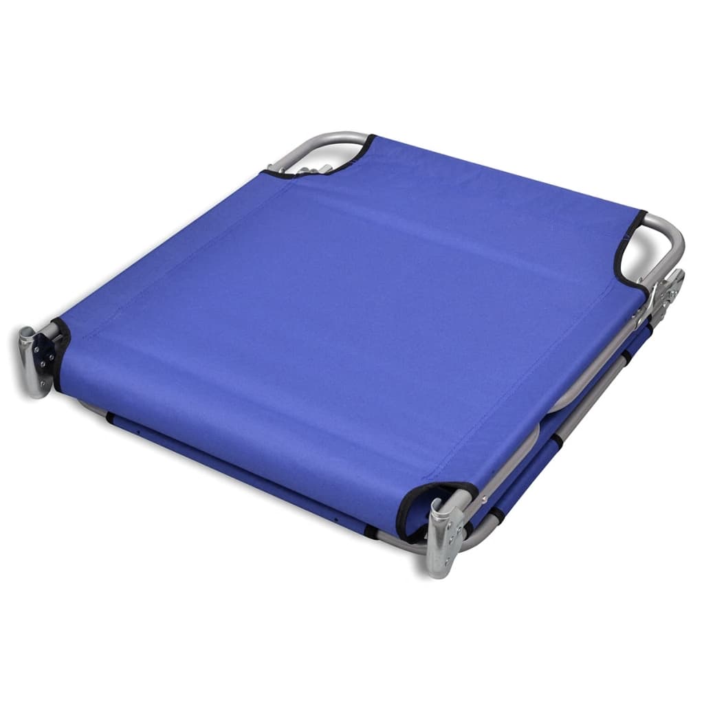 vidaXL Folding Sun Lounger with Head Cushion Powder-coated Steel Blue