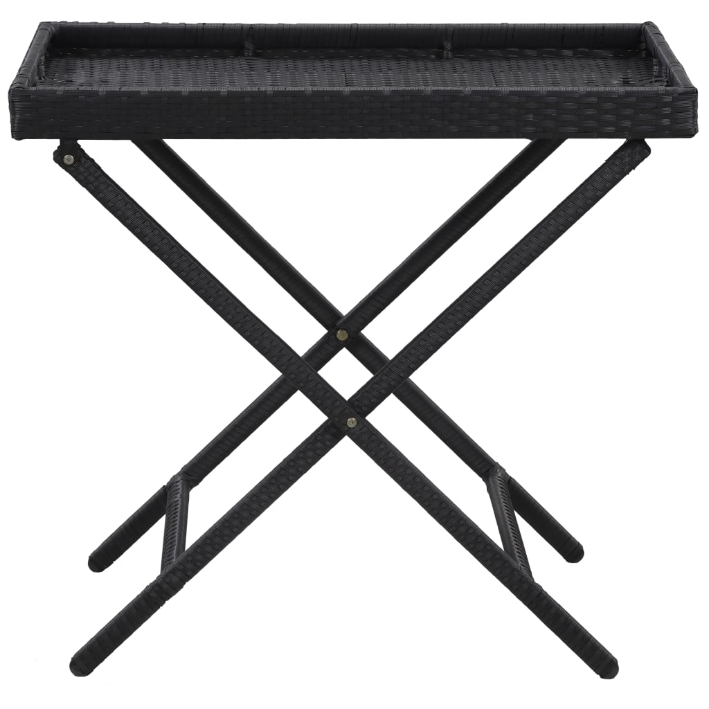vidaXL Folding Table Black 31.5"x17.7"x29.5" Poly Rattan