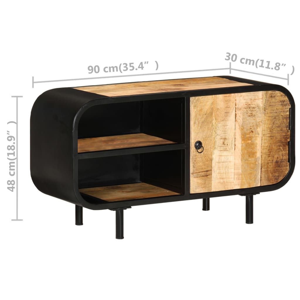 vidaXL TV Cabinet 35.4"x11.8"x18.9" Rough Mango Wood