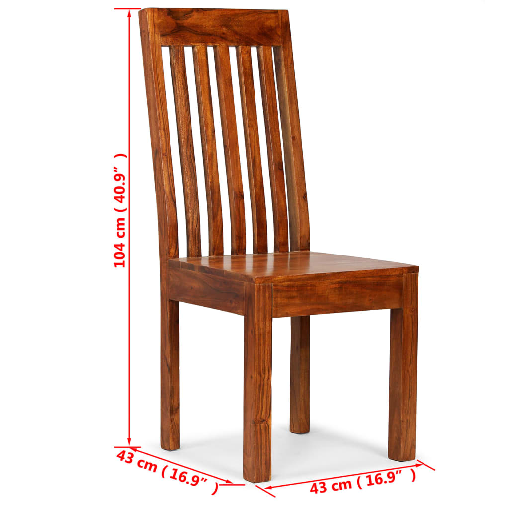vidaXL Dining Chairs 2 pcs Solid Wood with Sheesham Finish Modern