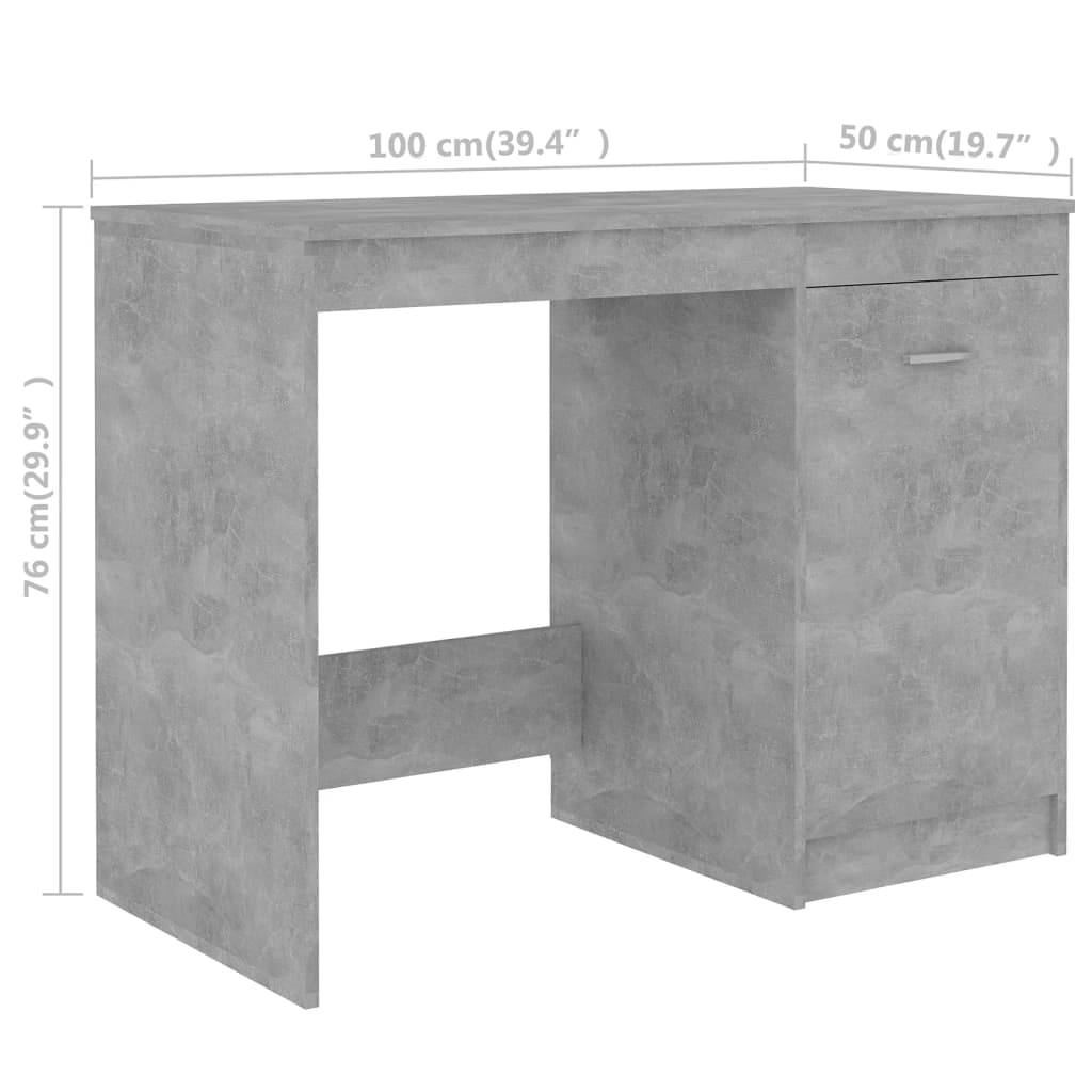 vidaXL Desk Concrete Gray 55.1"x19.7"x29.9" Chipboard