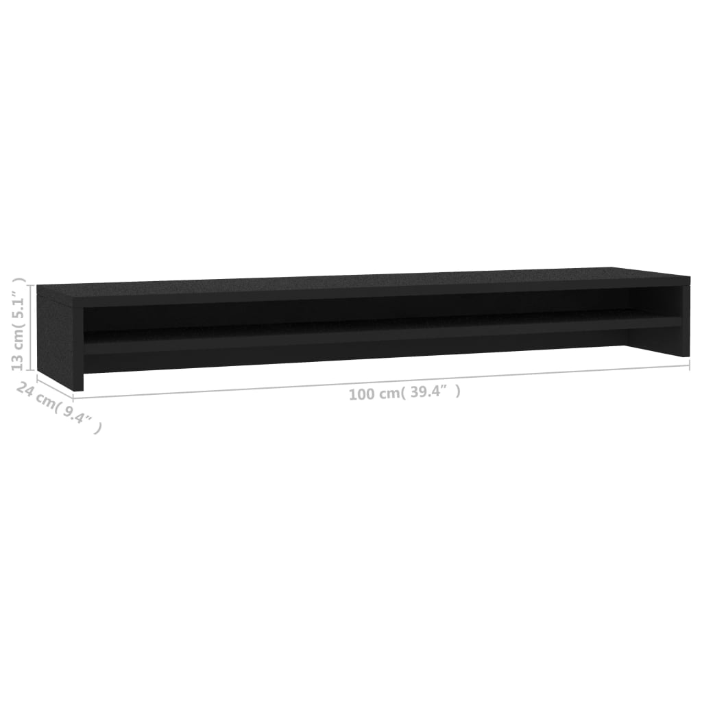 vidaXL Monitor Stand Black 39.4"x9.4"x5.1" Engineered Wood