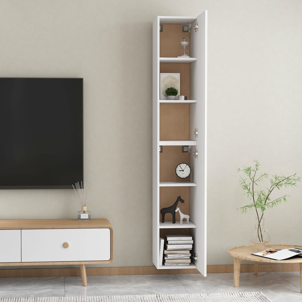 vidaXL TV Stands 2 pcs White 12"x11.8"x35.4" Engineered Wood