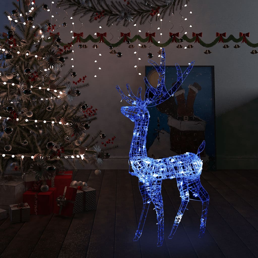 vidaXL Acrylic Reindeer Christmas Decoration 140 LEDs 50.4" Blue
