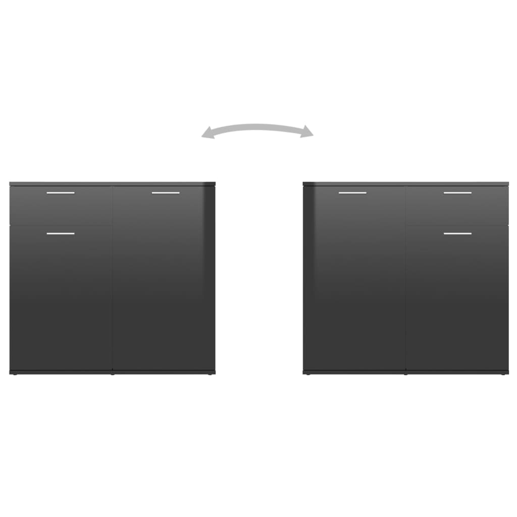 vidaXL Sideboard High Gloss Black 31.5"x14.2"x29.5" Chipboard