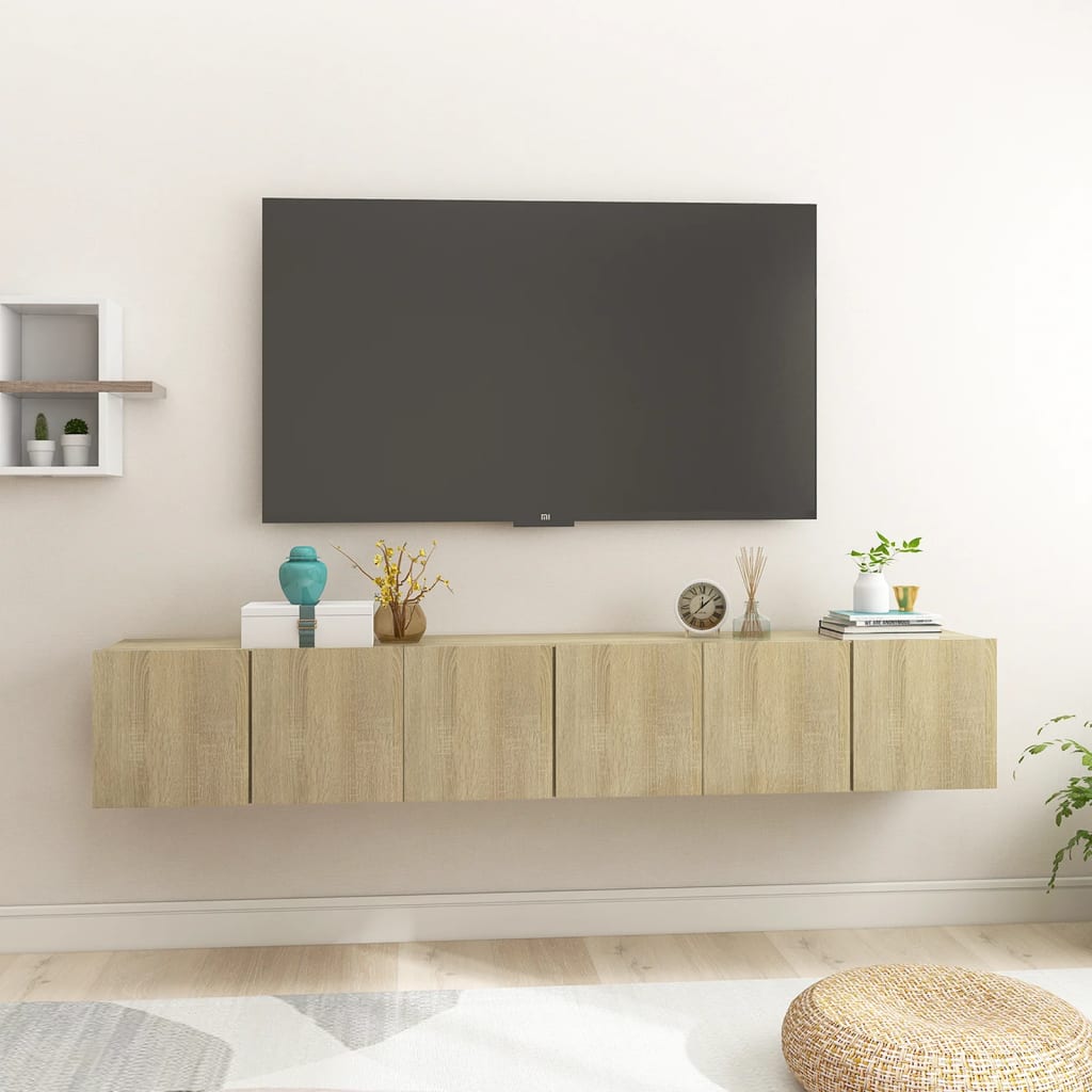 vidaXL Hanging TV Stands 3 Pcs Sonoma Oak 23.6"x11.8"x11.8"
