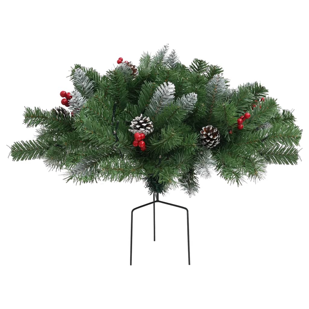 vidaXL Artificial Pathway Christmas Tree with LEDs Green 15.7" PVC