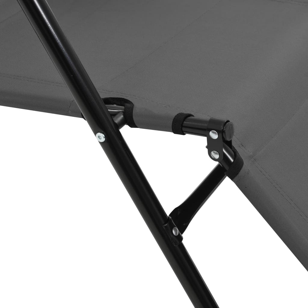 vidaXL Folding Sun Loungers 2 pcs with Footrests Steel Gray